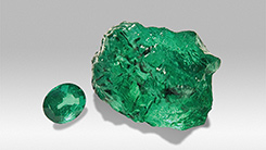 Rough and Cut Emerald